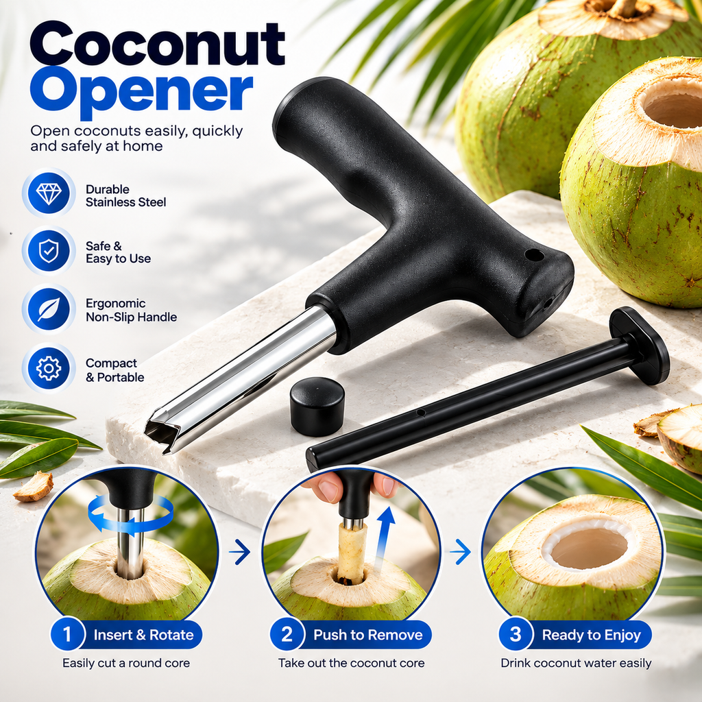 Premium Coconut Opener – Stainless Steel