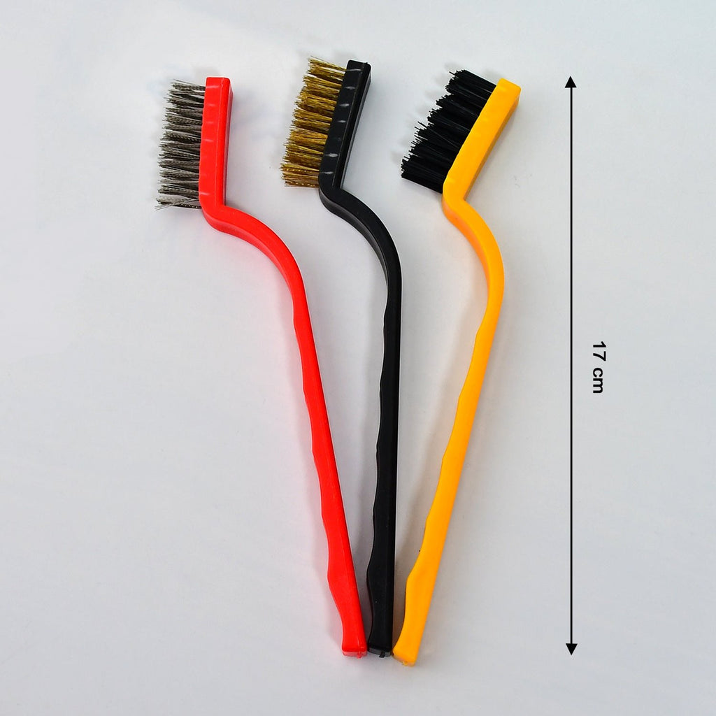 3-Piece Mini Wire Cleaning Brush Set (Nylon, Brass, Stainless Steel)