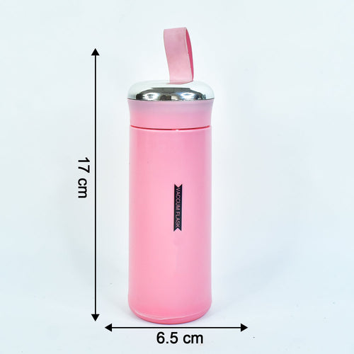 400ml Portable Vacuum Insulated Water Bottle with Carry Strap – Pastel Pink